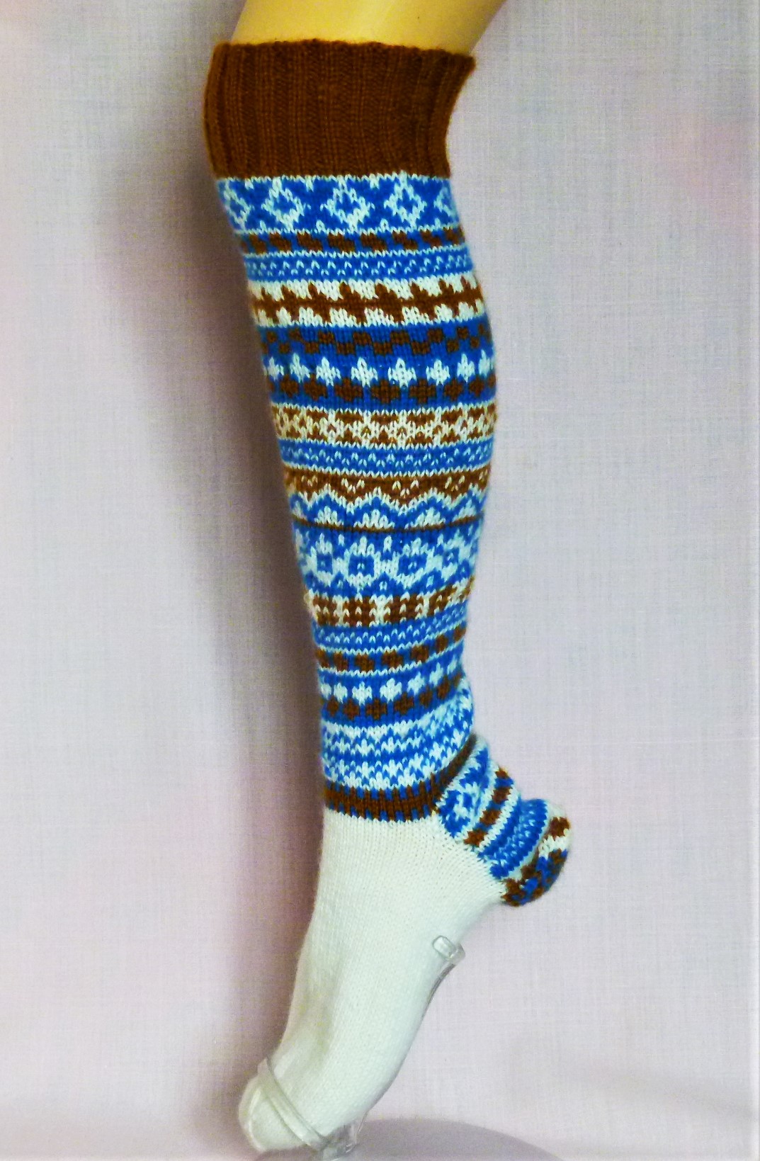 Fair Isle knee high socks, Hand knit colorwork socks, Long socks