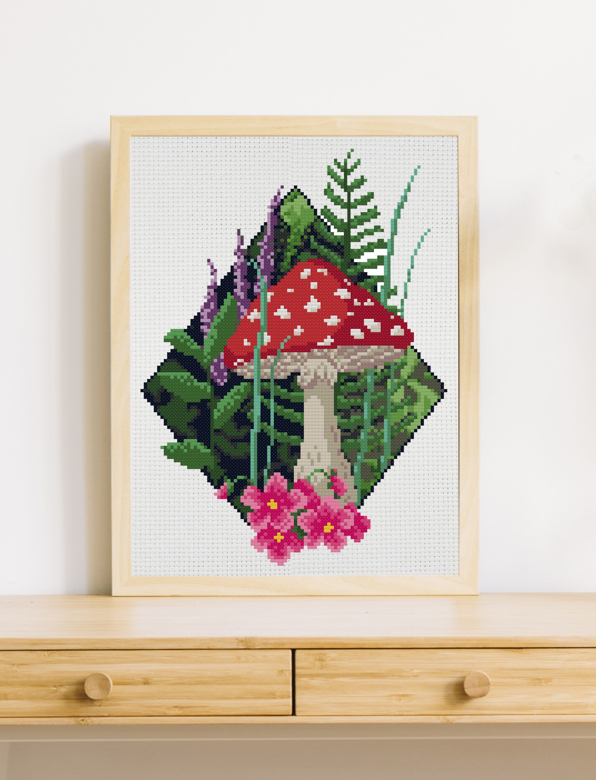 Cartoon DIY Embroidery Kit Printed Mushroom Pattern Beginner Flower Cross  Stitch Set Needlework Hoop Handmade Sewing Art Craft