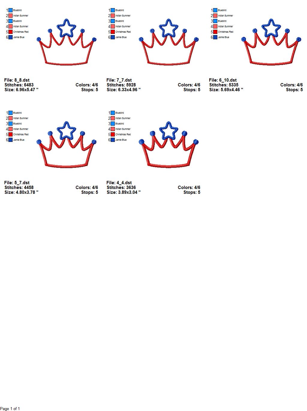 Patriotic Crown Applique Design Machine embroidery design 3 Patriotic Crown Applique Design Machine embroidery design - Image 3