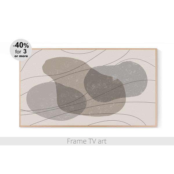Samsung Frame TV art abstract beige 099