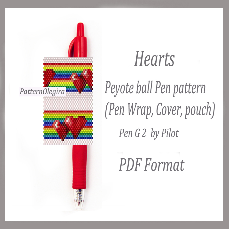 COLOR MY HEART Peyote Pen Wrap Pattern Pdf Digital Download 