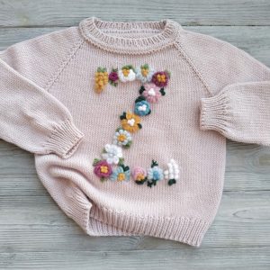 Custom summer cotton, merino sweater with name for girl for gift