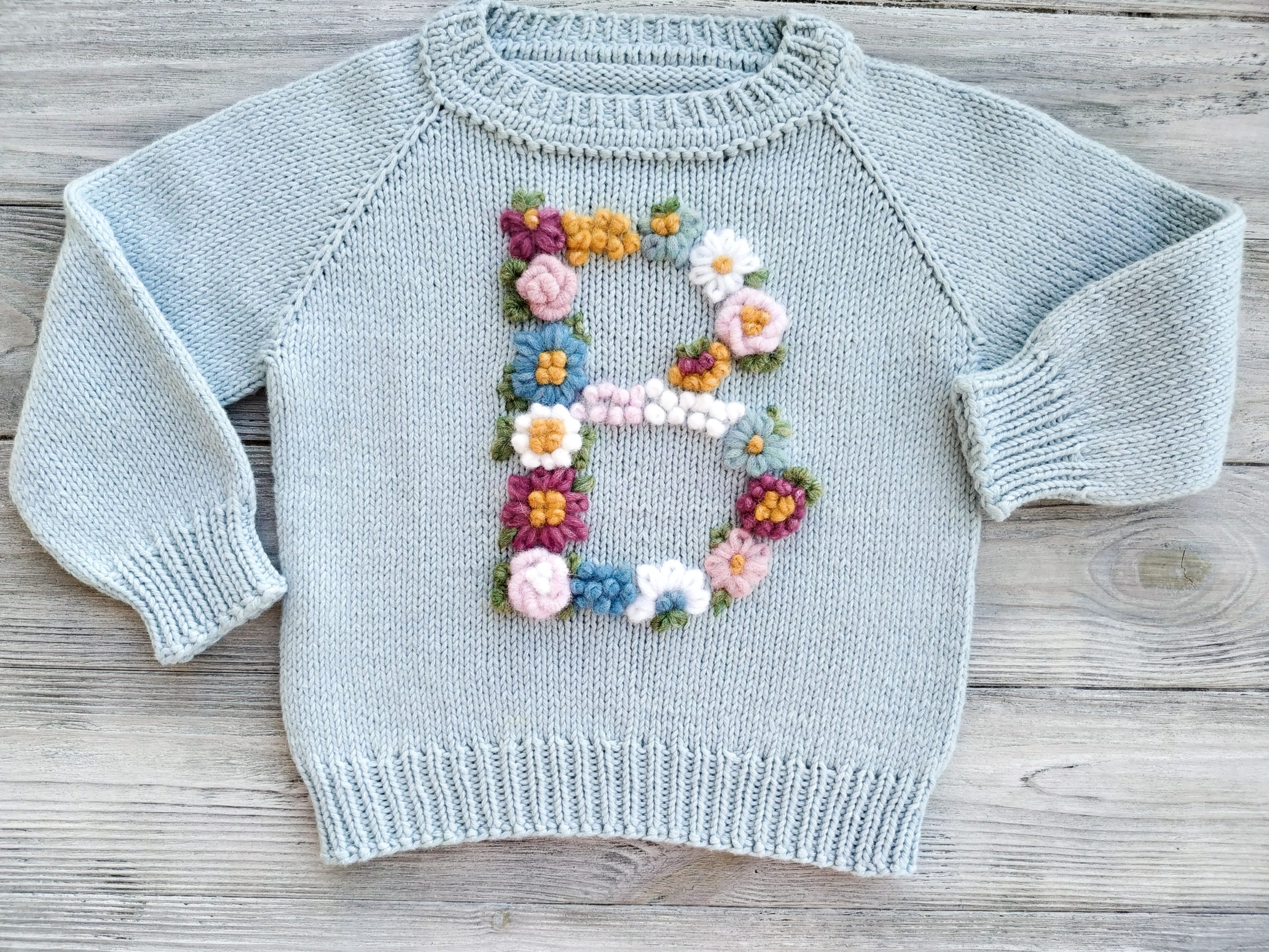 Gift for 1 year old for baby, spring sweater with initial