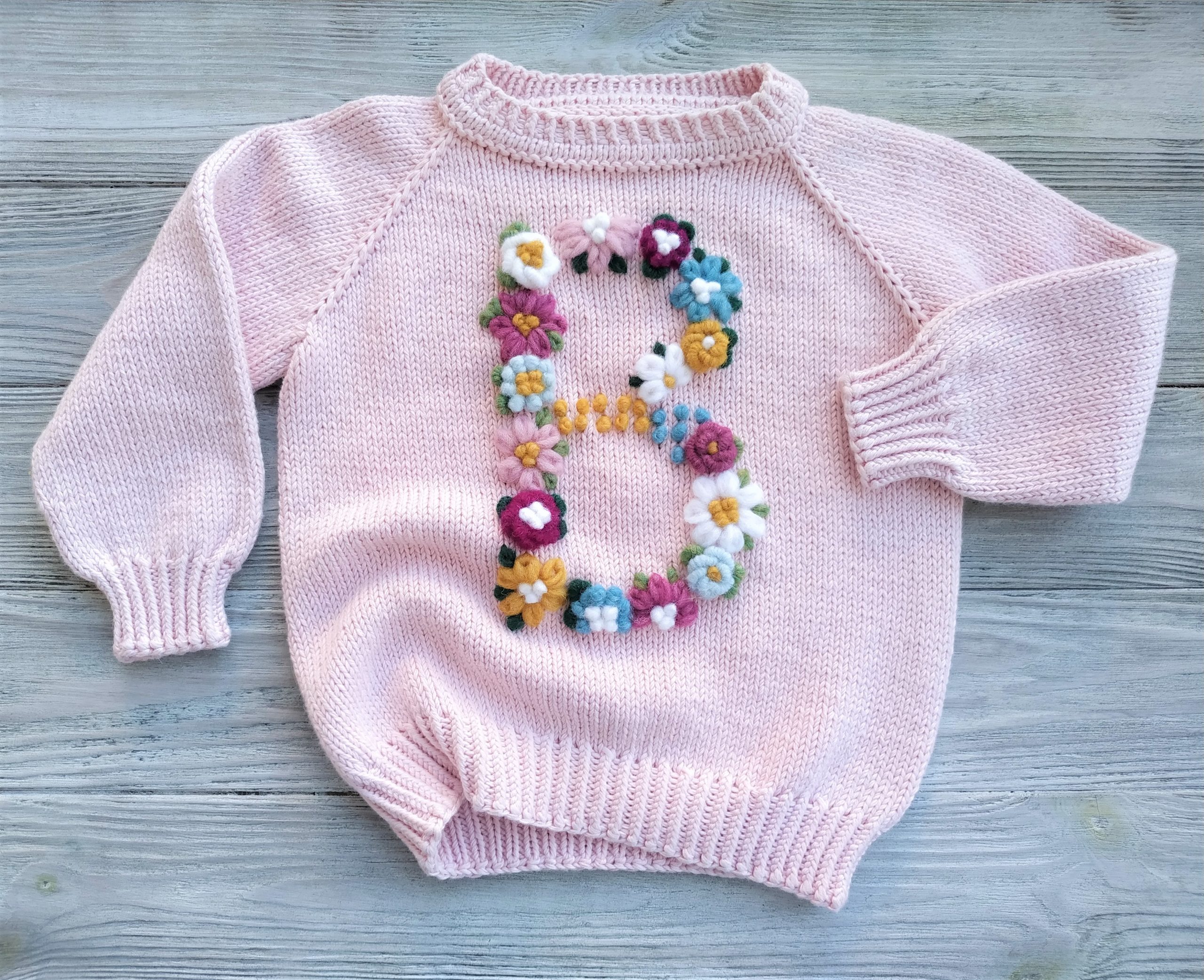 Baby Name Sweater Hand Embroidered Baby Sweater custom Baby 