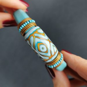 Romb and Fir Beads sliders for the leather Bracelet