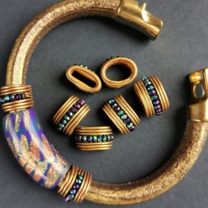 Set 3 pcs. beads & set 2 pcs. side beads sliders for the leather Bracelet