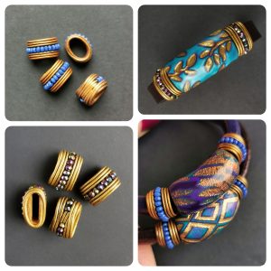 Set 3 pcs. beads & set 2 pcs. side beads sliders for the leather Bracelet