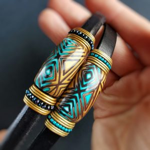 Polymer clay sliders for the regaliz leather Bracelet zamakhole 10*6, 10*2, 20*2 mm