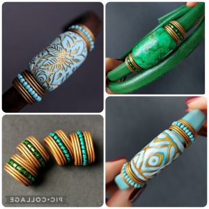 set 2 pcs. Side beads & 3 pcs. Beads sliders for the leather Bracelet