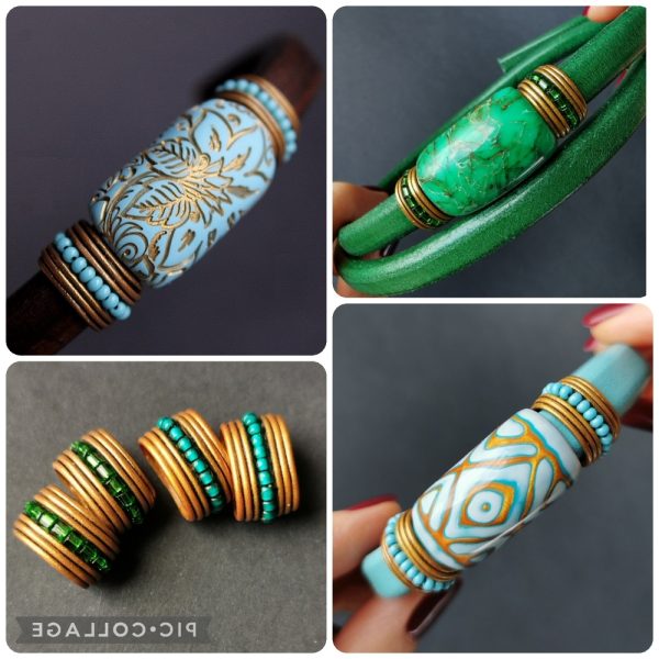 set 2 pcs. Side beads & 3 pcs. Beads sliders for the leather Bracelet