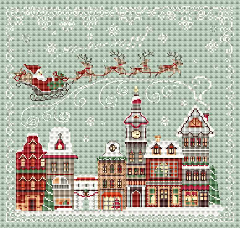 Christmas Cross Stitch Pattern Santa Claus Coming to Town PDF 144 -  Crealandia