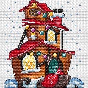 Santa Got Stuck cross stitch pattern, Christmas cross stitch