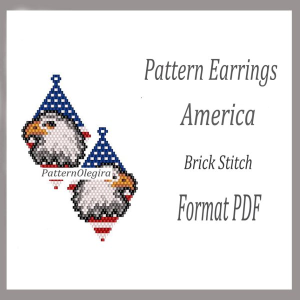 AMERICA Earringa bead pattern PDF file