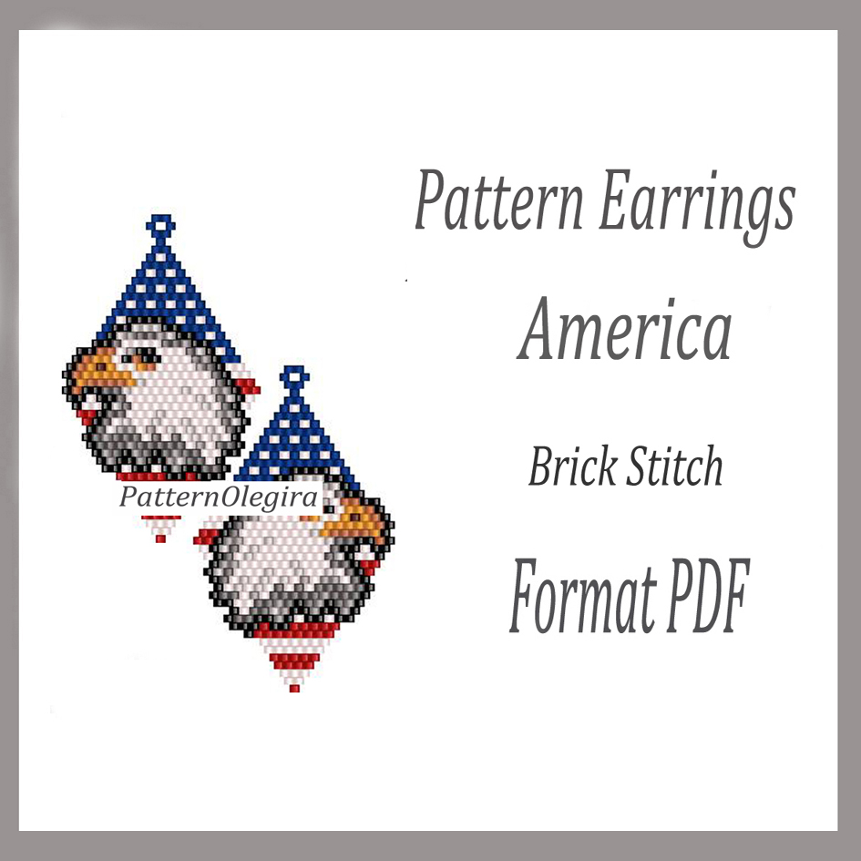AMERICA Earrings bead pattern PDF Bead earrings pattern brick stitch 1 AMERICA Earringa bead pattern PDF file