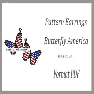 BUTTERFLY AMERICA Earrings bead pattern PDF file