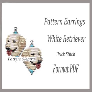 WHITE RETRIEVER Earrings pattern PDF file