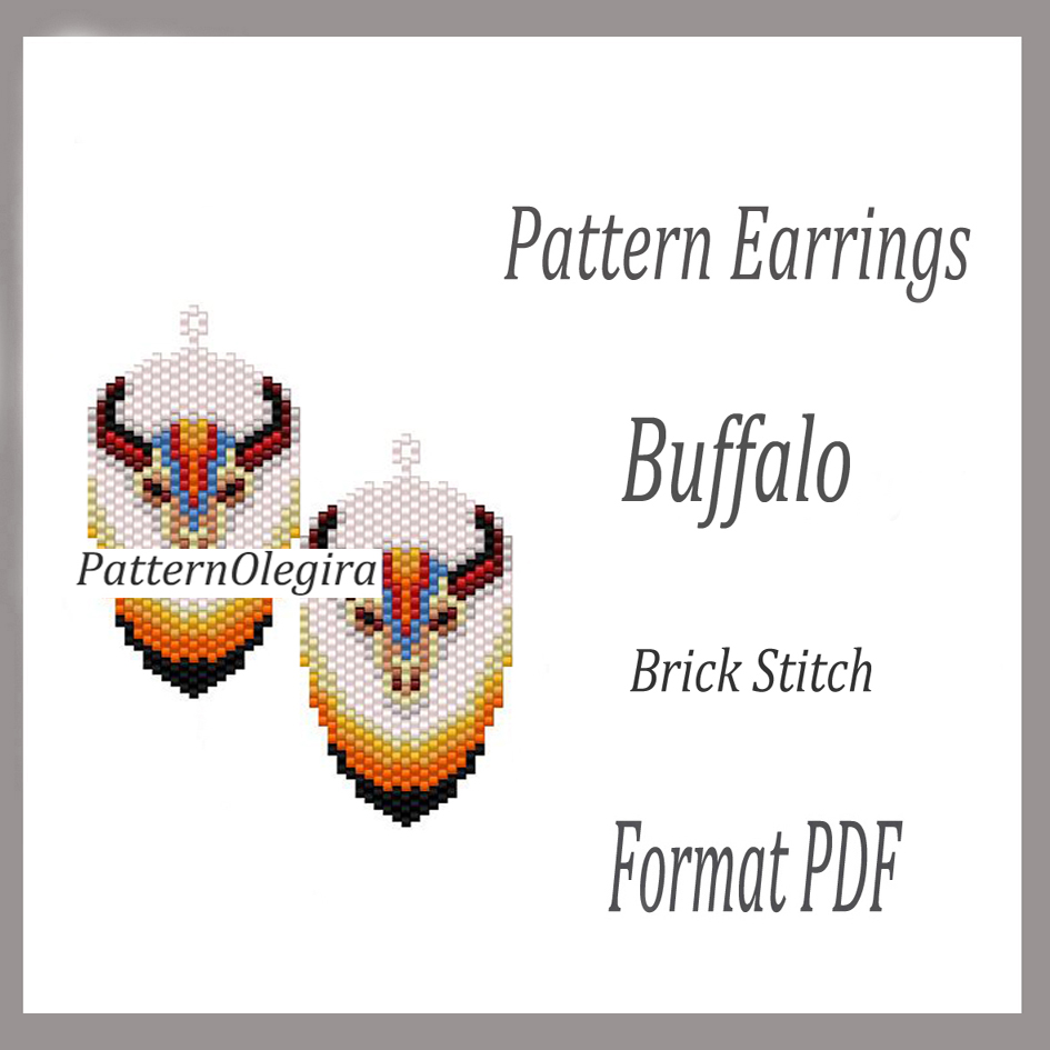 Buffalo bead pattern Buffalo earrings Olegirabeadpatterns