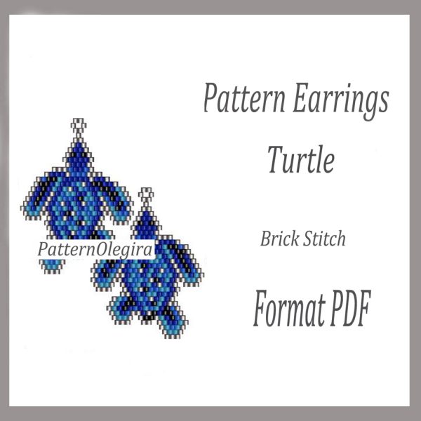 TURTLE Earrings bead pattern PDF file