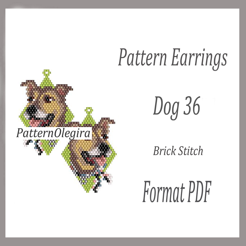 DOG 36 Earrings bead pattern PDF Bead pattern brick stitch 1 DOG 36 Earrings bead pattern PDF file