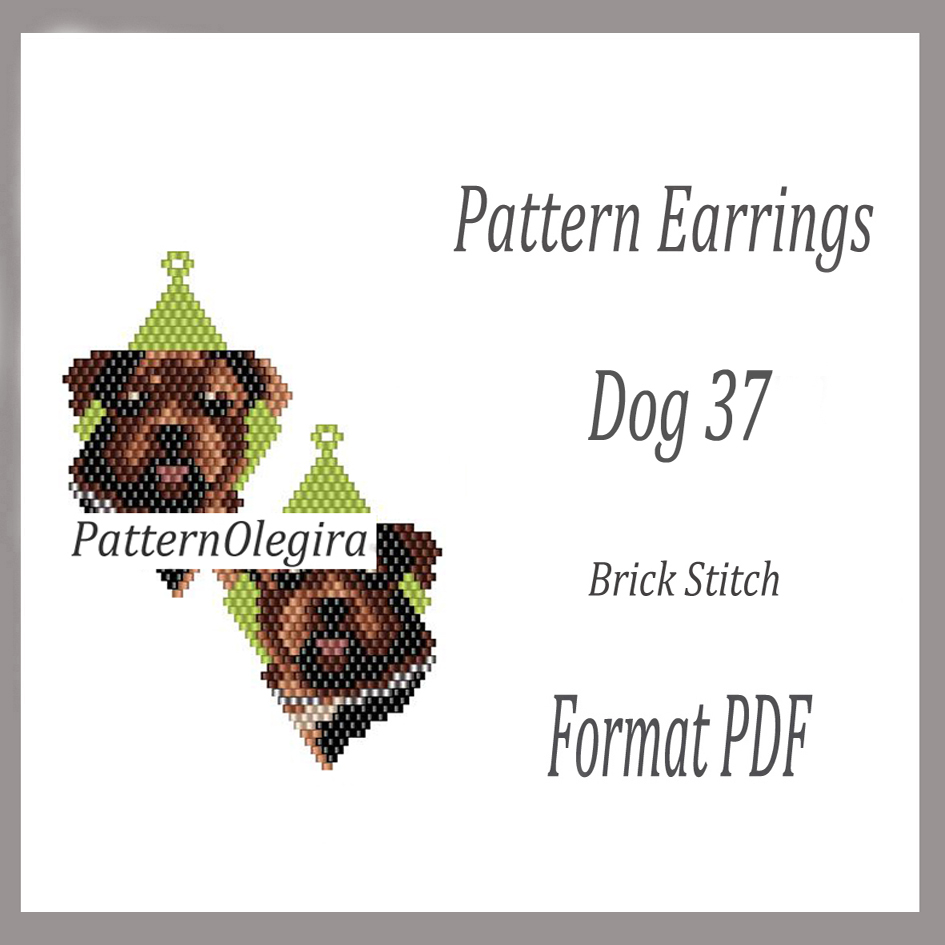 Dog 38 beading earrings Bead pattern dog Olegirabeadpatterns