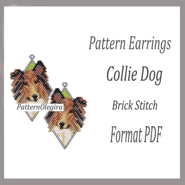 COLLIE DOG Earrings bead pattern PDF file