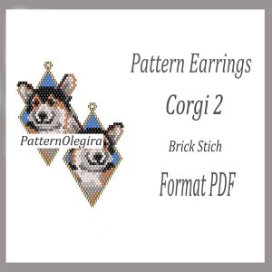 CORGI 2 Earrings bead pattern PDF file