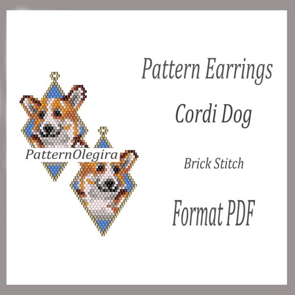 CORGI DOG Earrings bead patternPDF file