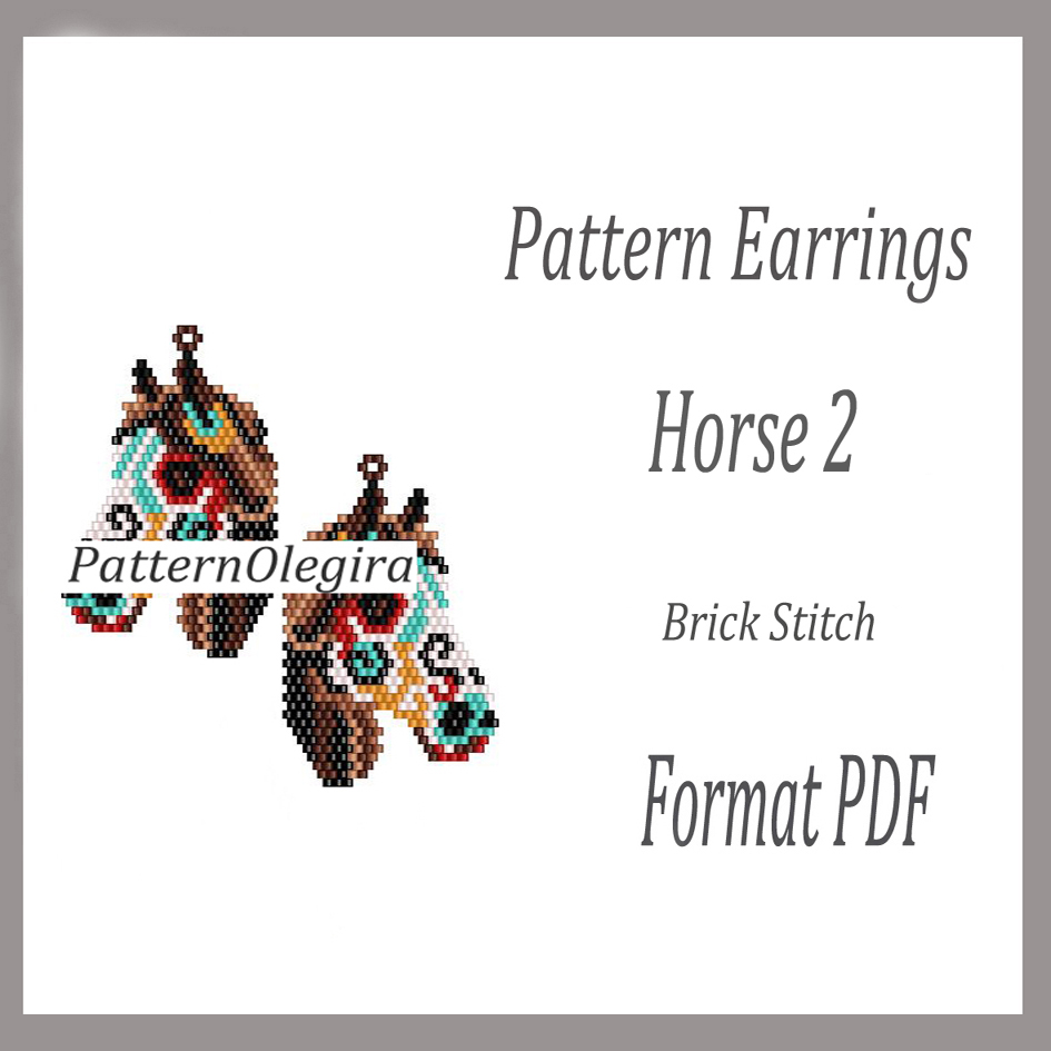 HORSE 2 Earrings bead pattern PDF Bead earrings pattern brick stitch 1 HORSE 2 Earrings bead pattern
