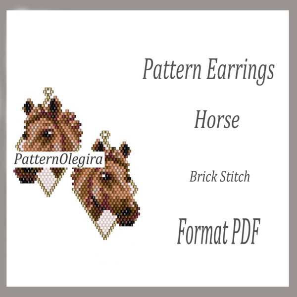 HORSE Earrings bead pattern PDF file