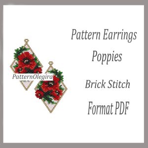 POPPIES Earrings bead pattern PDF file