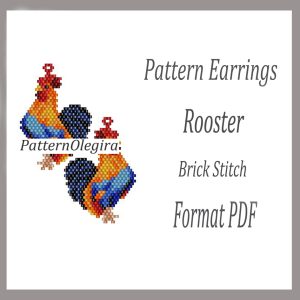 ROOSTER Earrings bead pattern PDF file