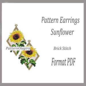 SUNFLOWER Earrings bead pattern PDF file