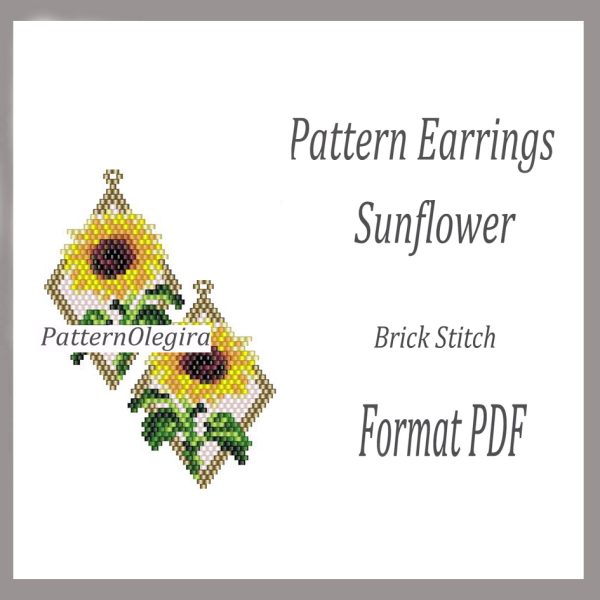 SUNFLOWER Earrings bead pattern PDF file