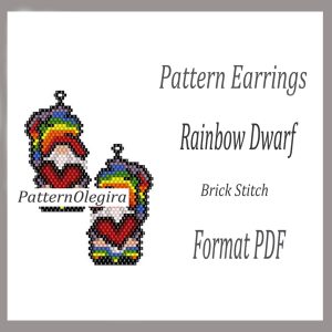 RAINBOW DWARF Earrings bead pattern PDF file