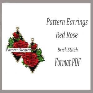RED ROSE Earrings bead pattern PDF