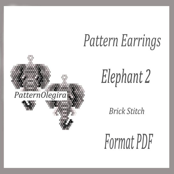 ELEPHANT 2 Earrings bead pattern PDF file