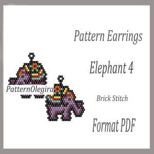 ELEPHANT 4 Earrings bead pattern PDF file