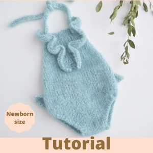 Tutorial: knit newborn romper photo prop. Pattern baby onesie