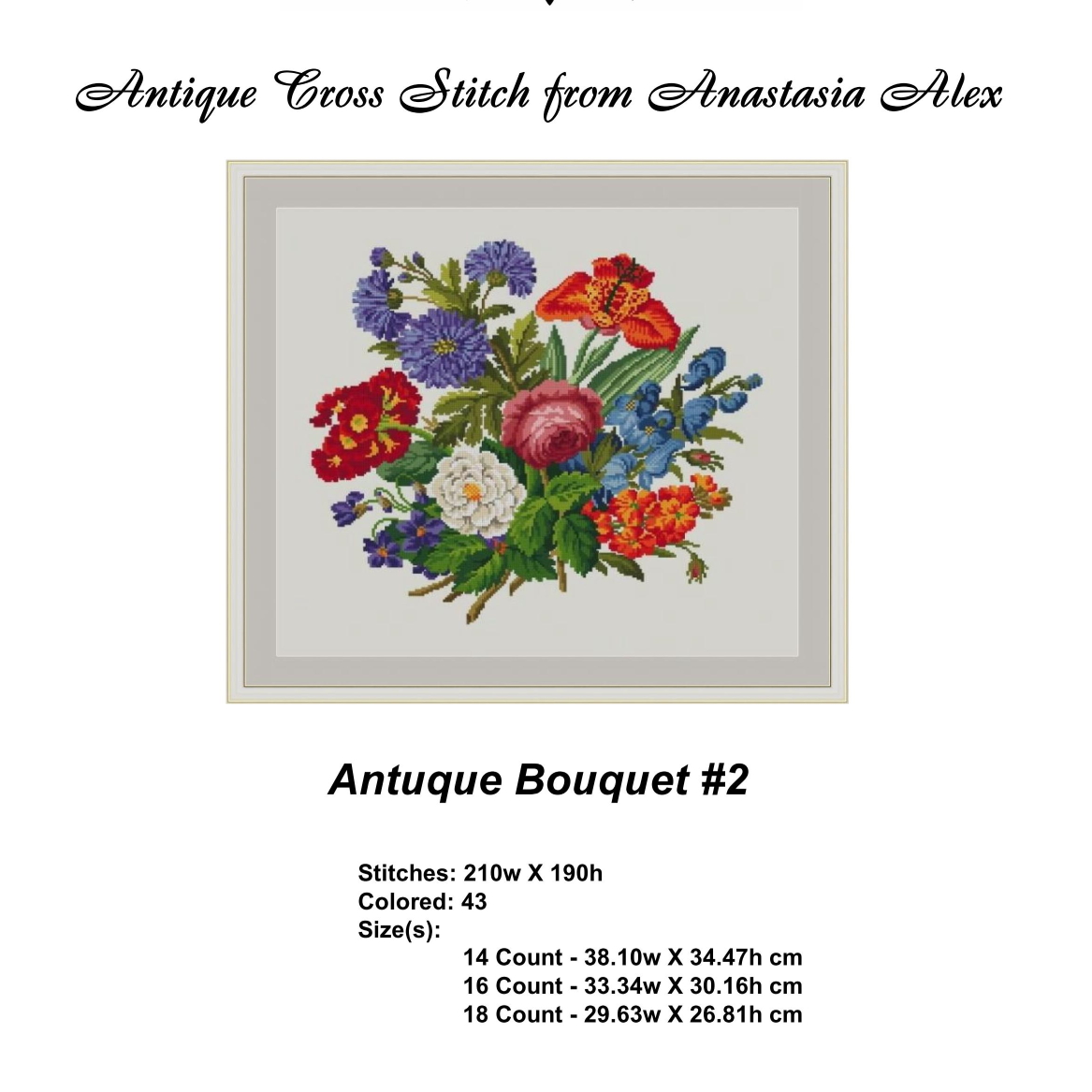 Berlin Woolwork Bouquet 2 Vintage Cross Stitch Pattern PDF 4 vintage bouquet-2