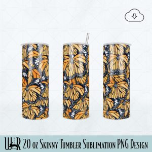 Monarch Butterfly 20 oz Tumbler Sublimation Design PNG