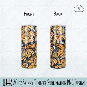 Monarch Butterfly 20 oz Tumbler Sublimation Design PNG