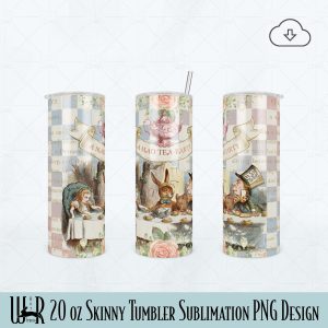Vintage Alice in Wonderland Tumbler Sublimation PNG Design