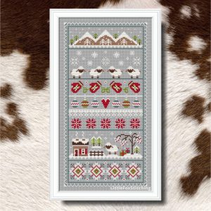 Inicio 757 Cross Stitch Pattern Season Winter Sheep Happy Christmas