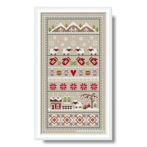 Inicio 758 Cross Stitch Pattern Season Winter Sheep Happy Christmas
