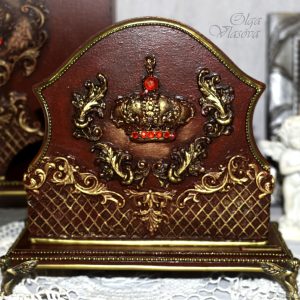 Handmade Napkin holder for square napkins in red