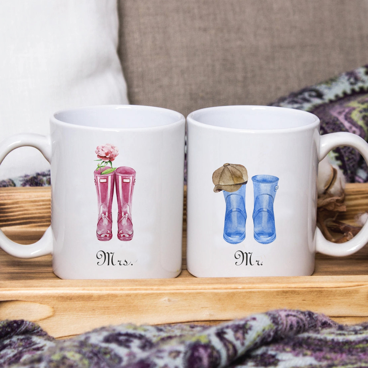Watercolor personalized Family Wellies, Rain Boots Clipart