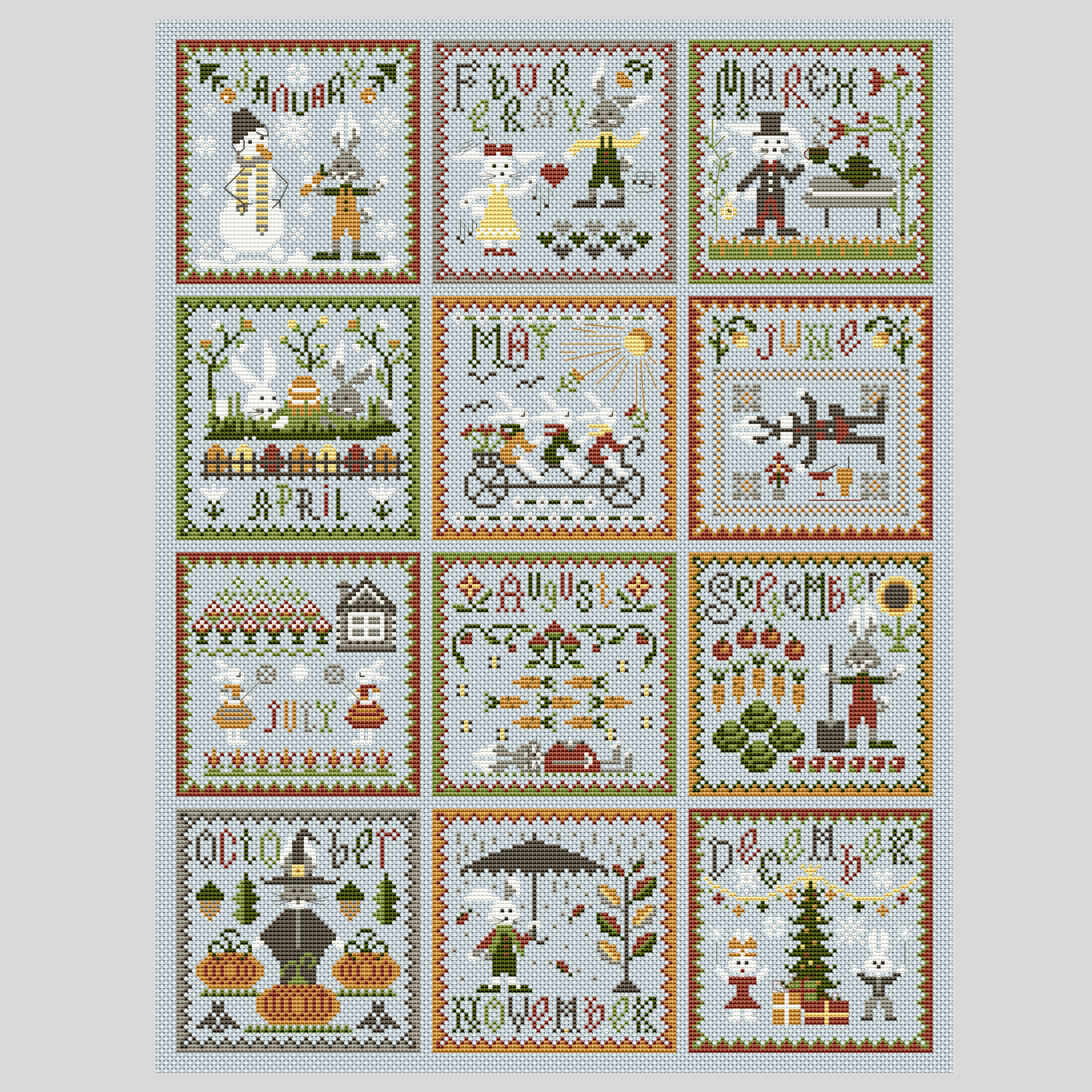 Advent Calendar Cross Stitch PDF Pattern, Winter Cross Stitch Chart,  Instant Download PDF, Christmas Cross Stitch 