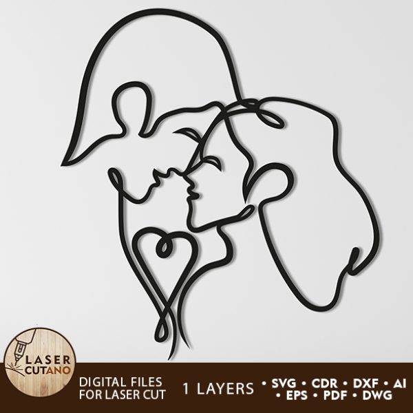 Laser Cut Metal Art - COUPLE One Line