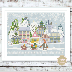 Handmade Marketplace 500 Christmas Cross Stitch Pattern Sampler Winter Village Primitive PDF133