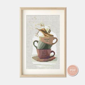 Coffee Mug Cross Stitch Pattern Modern Embroidery PDF Instant Download 46